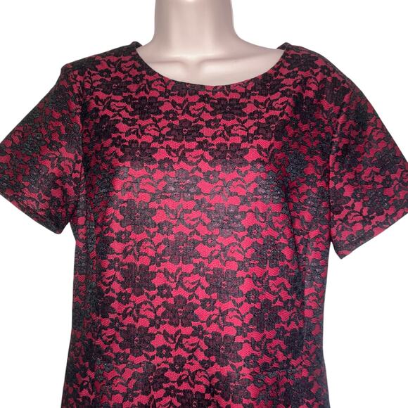 NWT Betsey Johnson Red and Black Lace Fit and Flare Skater Dress-14 - Picture 8 of 16